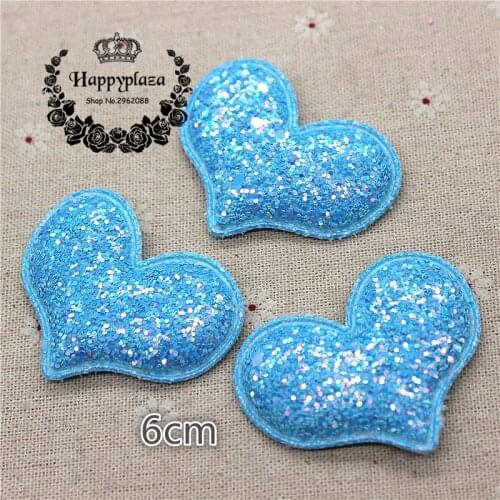 6cm Upscale Glitter Paillette /Diamond Tablets Padded Heart Patches Appliques For Clothes Sewing Supplies DIY Craft Decoration