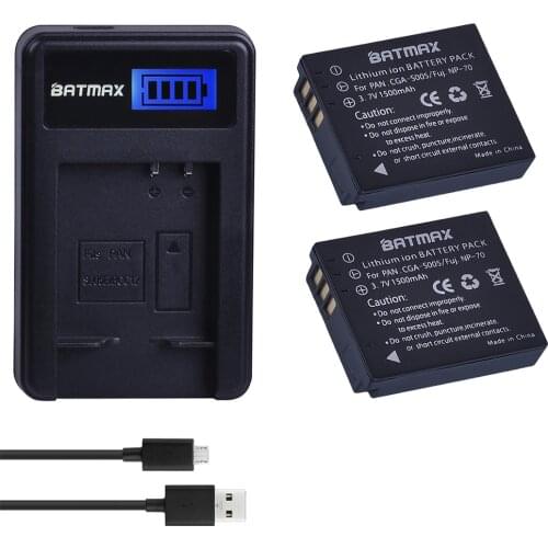 2Pc 1500Mah CGA-S005E S005 DMW-BCC12 Battery + LCD USB Charger for Panasonic Lumix DMC-LX1 LX2 LX3 FX3 FUJI NP-70 DB60