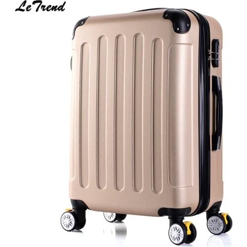 Letrend New Fashion Korean ABS+PC Rolling Luggage Trolley Men Travel Bag 20 inch Boarding Box Women Suitcases 24/28 inch Trunk