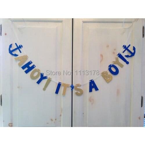 Cheap Ahoy! Its A Boy! Banner -- Baby Shower Decoration / Gender Reveal Party / Photo Prop garland