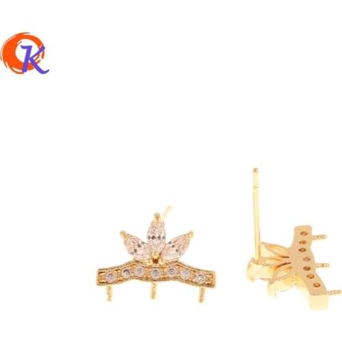 Cordial Design 10Pcs 9*13MM Jewelry Accessories/CZ Earrings Stud/Genuine Gold Plating/Hand Made/DIY Making/Earring Findings