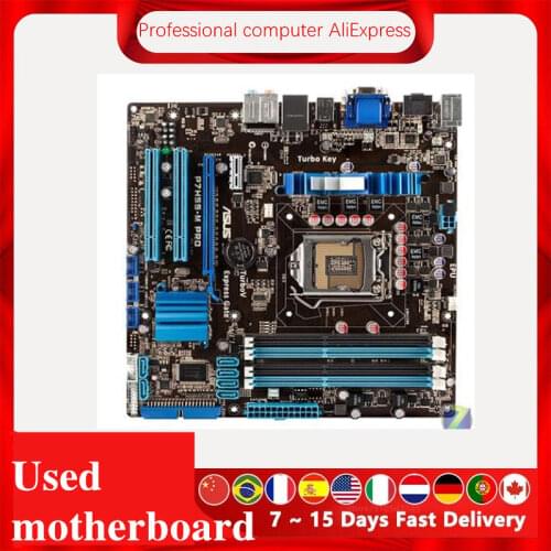 For ASUS P7H55-M Pro Motherboard LGA 1156 DDR3 16GB For Intel H55 P7H55 Desktop Mainboard SATA II PCI-E X16 Used AMI BIOS