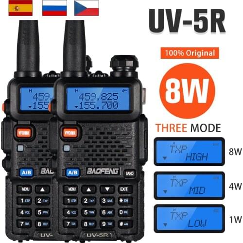 UV-5R Walkie Talkie Set Baofeng Dual Band Two Way Radio UV 5R 8W 128CH UHF VHF ham Radio Handheld Long Range HF Transceiver UV5R