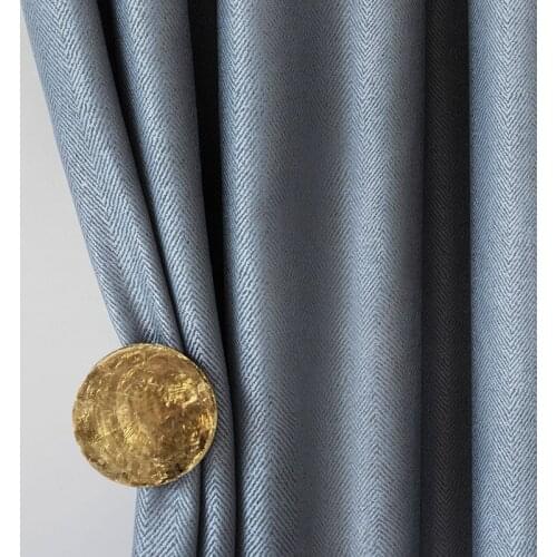 Fishbone Texture Simple Retro Grey Blue Color Modern Style Light Luxury High Precision Shade Curtains for Living Roomr Bedroom