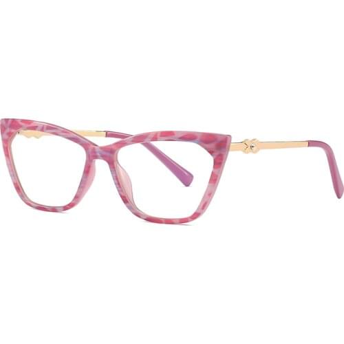 Hot Selling Eyeglasses Cat Eye Shape TR90 Optical Frame Glasses With Blue Light Blocking Lens