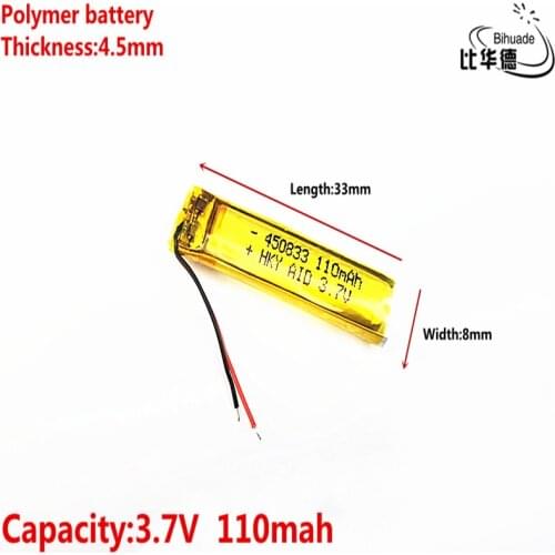 Liter energy battery Good Qulity 3.7V,110mAH 450833 Polymer lithium ion / Li-ion battery for tablet pc BANK,GPS,mp3,mp4