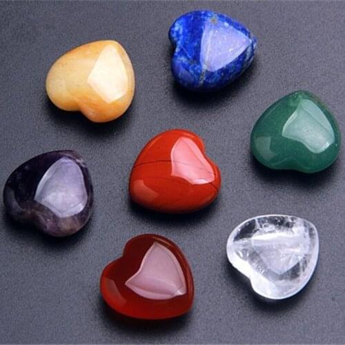 Love Natural Crystal 7 chakra quartz Heart Shape Gemstone Necklace Reiki Healing Gift