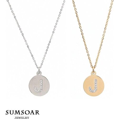 Stainless Steel Tiny Initial Letter J Personalization Charm Pendant Necklace for Women Gift 10pcs/lot