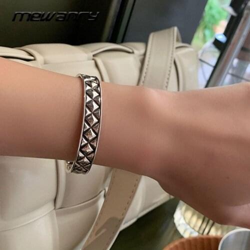 Mewanry 925 Sterling Silver Bracelet Trend Punk Vintage Couples Elegant Charm Geometric Pattern Party Jewelry Gifts for Women