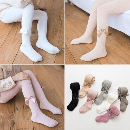 Children Cute Pantyhose Fashion Korean Style Bowknot Decorate Jacquard Simple High Quality Warm Autumn Winter Knitted Pantyhose