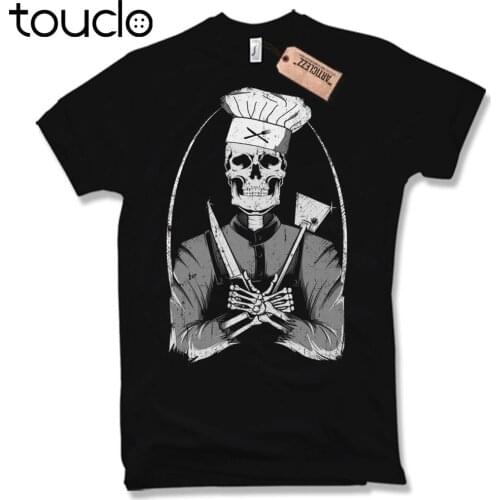 Fashion T-Shirt Skull Cook Skull Cook Chef Chef Cooking Black S M L XL XXL Tee shirt