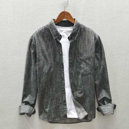 Z712 Men New Cargo Shirt Casual Youth Student Campus Solid Color Regular-Fit Handsome Fashion Lapel Cotton Comfortable Male Tops