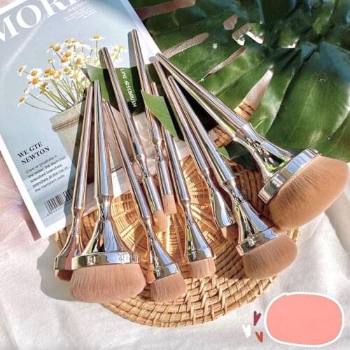 Makeup Brushes Set 9 PCS Gold Handle Plating Brush Eyeshadow Foundation Brozen Concealer Highlight Brush Cosmetic Tools