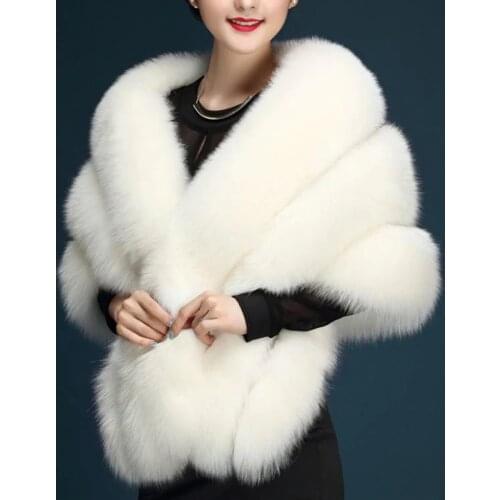 In Stock Bridal Shawl Faux Fur Wrap Evening Dress Bolero Wedding Cape Wedding Shawl Fur Cape 2019 Winter Bridal Cloak Bolero