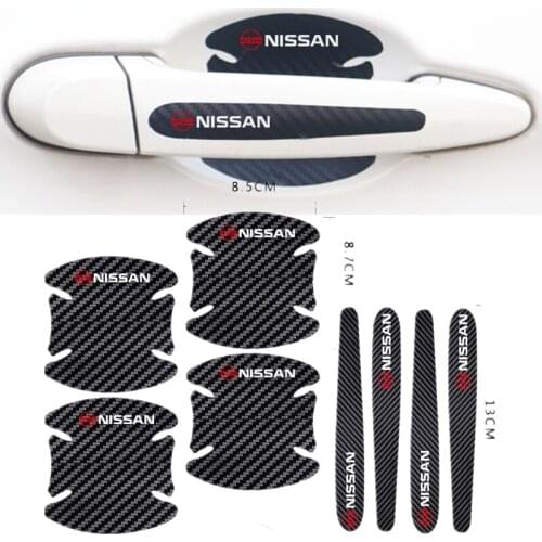 4pcs Car Door Handle Carbon Fiber Stickers Automotive Sticker for Nissan Qashqai Trail Tiida Juke Patrol Navara Teana Skyline