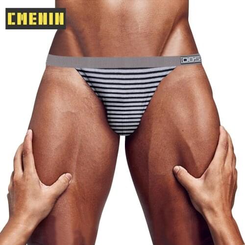 2021 New Cotton Stripe Underpants Gay Men Sexy Mans Underwear Thong Men Jockstrap Breathable Mens thong And G strings Top