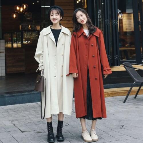 Spring Autumn New 2020Fashion Windbreaker Female Mid-length Coat Korean Temperament Loose British Wind Elegant Woman Trench Coat