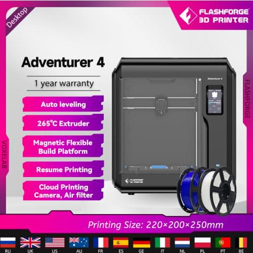 Pre-sale Flashforge New 3d Printer Adventurer 4 with Camera Self Leveling High Temp Flexible Heating Bed High Precision