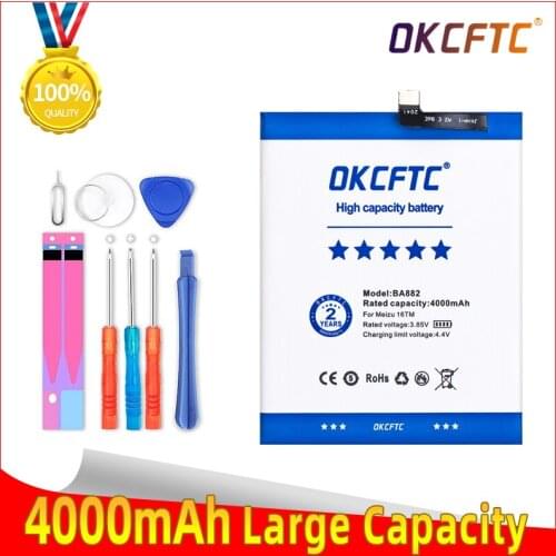OKCFTC NEW Original 4000mAh battery For MEIZU 16 16TM 16TH Phone BA882 High Quality Battery+Tracking Number