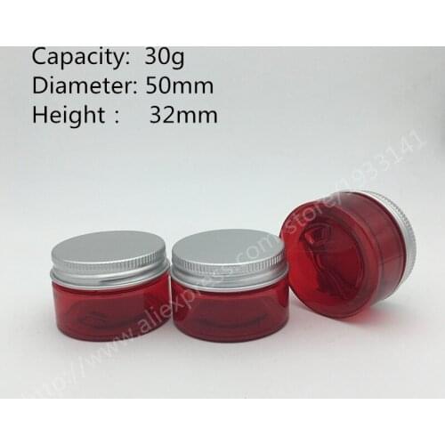 Wholesale 500 X 30g PET jar 30 Gram Red Plastic Cream Jar 1 oz Jar For Child Safe 30 ml Cosmetic Container Free Shipping