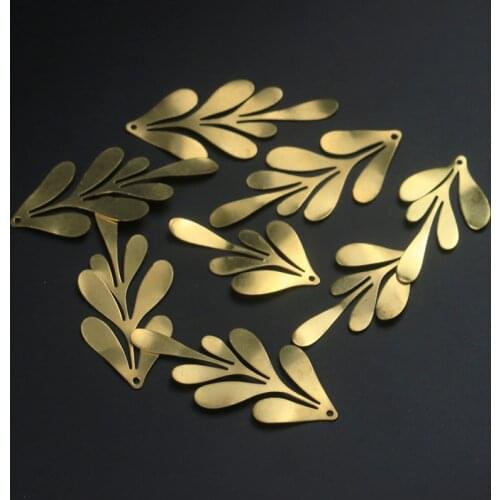 Original brass leaf charm flower leaf feather set charm pendant jewelry discovery DIY earrings necklace making supplies