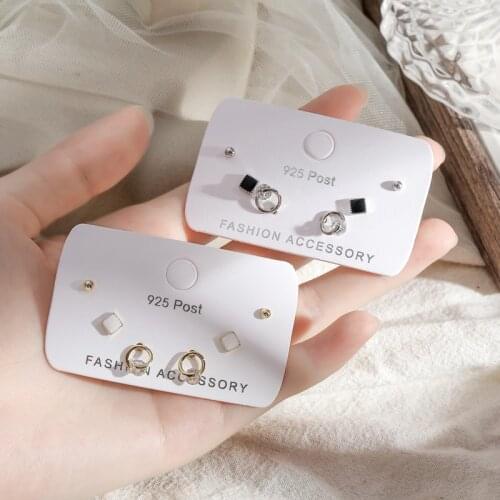 Simple White Black Square Round Circle Stud Earrings Set For Women Girls 6-piece Earring Set Jewelry Gift Wholesale S-E1230