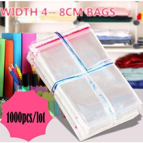 1000pcs/lot 4-8cm Width Clear Cellophane Cello Bags Plastic OPP Card Display Self Adhesive Peel Seal bag free shipping