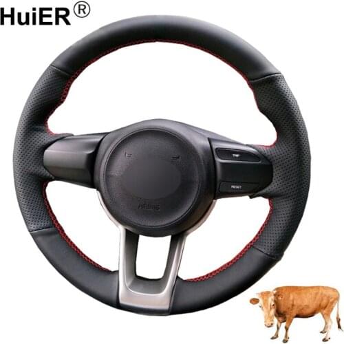 Hand Sewing Car Steering Wheel Cover Top Layer Cow Leather For Kia Rio 2017 - 2019 2020 Rio5 2019 K2 2017 - 2020 Picanto Morning