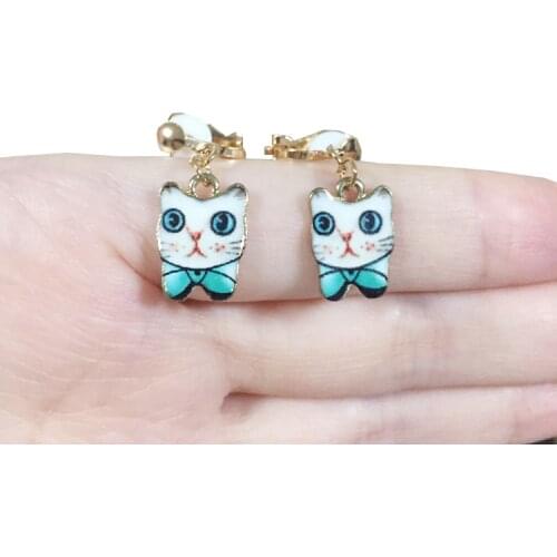 Clip On Earrings Kids Cute Cartoon Animal Cat Ear No Piercing Ear Rings For Children Gift Jewelry Korean Ear Clip For Girls