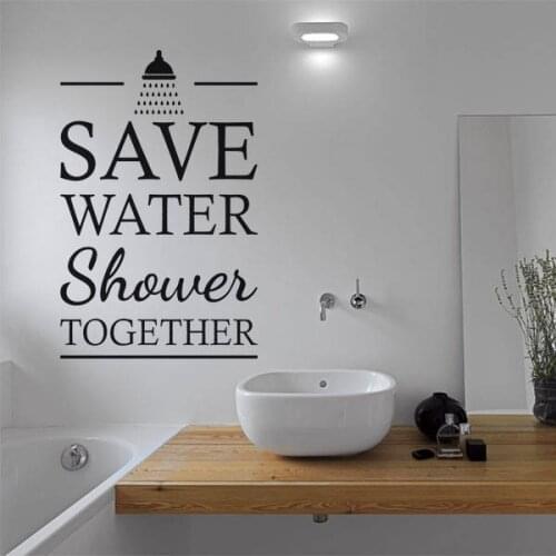 Save Water Shower Together Quote Vinyl Murals Bathroom Interior Decor Removable Shower Style Lettering Wall Stickers Decal AZ623