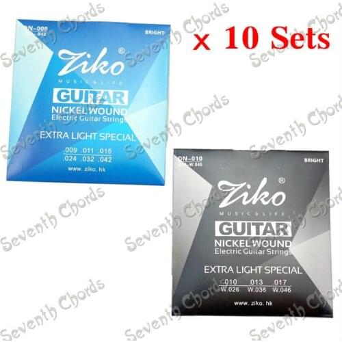 10 Sets ZIKO Electric Guitar Strings Extra Light Special Wound Steel Strings 1st-6th (009-042 & 010-046) guitar parts