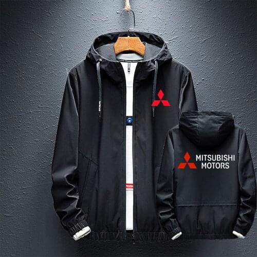 New Spring Mitsubishi Motors Car Logo Windbreaker rainproof Hoodies Zipper Man Coats Top Splice Hip Hop Harajuku Jacket