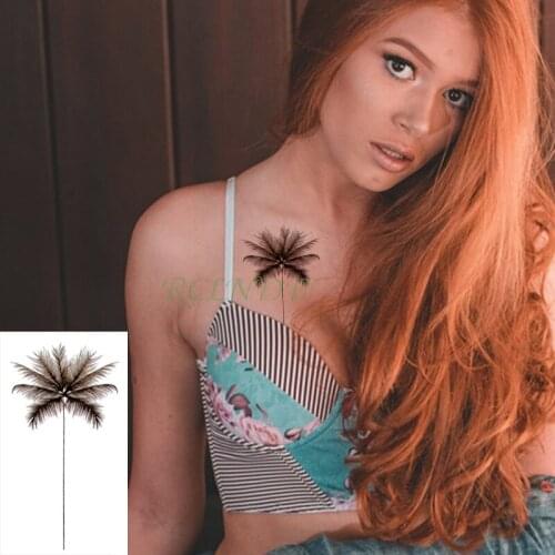 Waterproof Temporary Tattoo sticker coconut tree plant small art tatto stickers flash tatoo fake tattoos for girl women kid