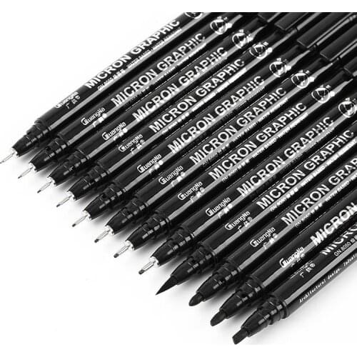 Lolo Waterproof Ink Black Micron Neelde Drawing Pen Pigment Fine Line Sketch Markers Pen Writing Hand-Paint Anime Art Supplies