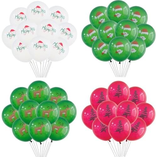 10pcs 12inch Christmas Day Latex Balloon Santa Claus Christmas Tree Elk Merry Christmas Decorations Kids Birthday Party Supplies