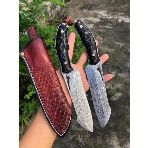 High Quality Damascus Steel Fixed Blade Knife Tactical Utility Knife Outdoor Hunting Camping Survival Straight Knives