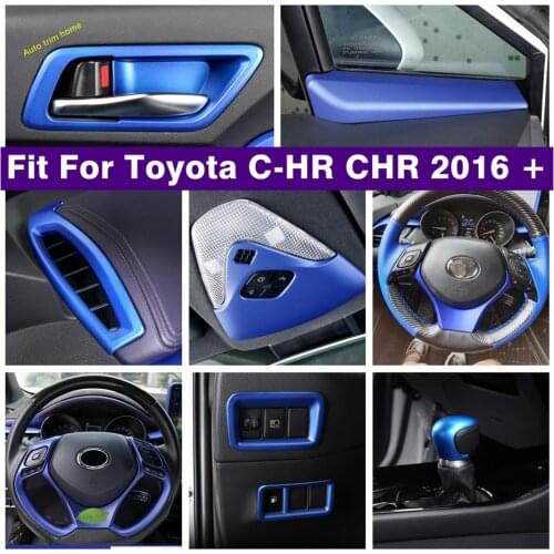 Blue Pillar A / Steering Wheel Strip / Air AC / Door Bowl / Reading / Head Lights Cover Trim Fit For Toyota C-HR CHR 2016 - 2021