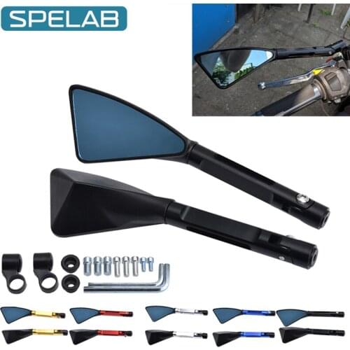 SPELAB 1 Pair Aluminum Motorcycle Rearview Mirrors Universial Motorbike Triangle Side Mirrors For Honda Yamaha Kawasaki Suzuki