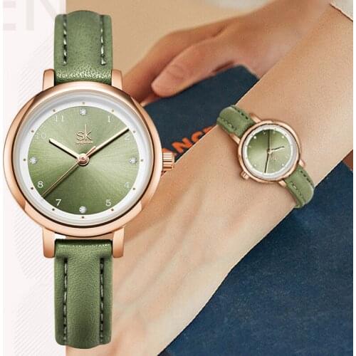 Womens Quartz Watches Casual Analog Clock Green Leather Band Girl Sport Watch Women Elegant Dress Wristwatch Ladies Reloj Mujer