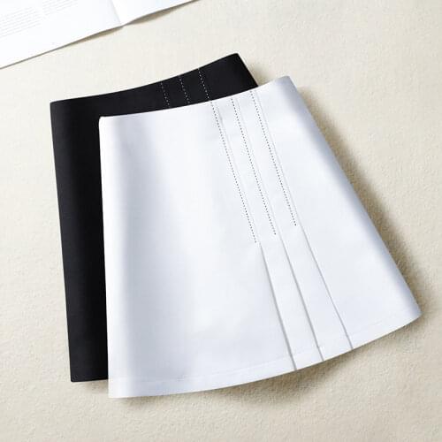 Woman Skirts Black Pleated Skirt Womens High Waist A- line Short Professional Suit Skirt Summer Mujer Faldas Saias Mulher