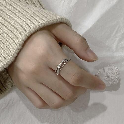 Fashion Real 925 Sterling Silver Ring Geometric Ring For Women Party Jewelry 2020 Minimalist Ring Accessories Gifts