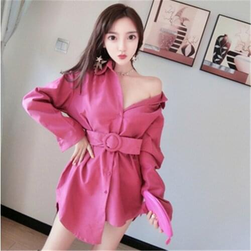New 2020 Solid Spring Korean Vestidos Bandage Irregular All Match OL Women Dress Single Breasted Sexy Dresses Female