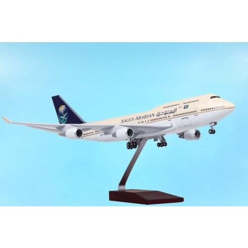 1/150 47CM Aviation 747 B747-400 Aircraft Saudi Arabian Airlines Model Light Diecast Plane Airliner W Standing Airplane