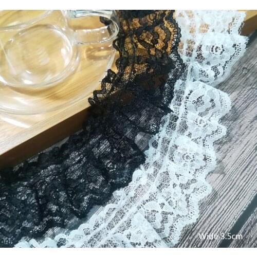 1Yard 90cm High Quality Lace Fabric Tulle Laces Applique 4cm Ribbon Lace Trim Sewing Guipure Craft dentelle noire mariage QL01