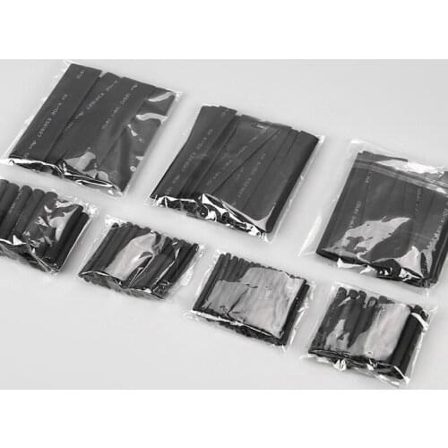 127Pcs Black Weatherproof Heat Shrink Sleeving Tubing Tube Assortment Kit Electrical Connection Electrical Wire Wrap Cable