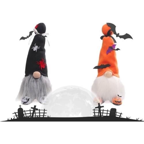 2021 Halloween Dwarf Faceless Gnome Doll Ornaments Skull Pumpkin With Lamp Dwarf Doll Home Party Window Decoration Supplies New