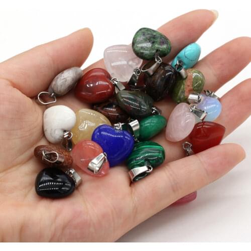 4pcs/lot Natural Agates Pendant Heart Shaped Pendant Charms For Making DIY Jewelry Necklace Best Birthday Gift Size 16x16mm