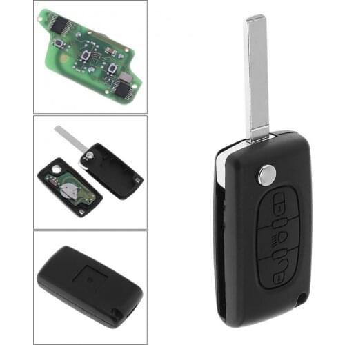 433MHz 3 Buttons Keyless Uncut Flip Remote Key Fob with Light Button PCF7941 Chip and VA2 Blade for Peugeot