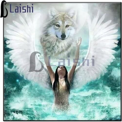 5d diamond painting Fantasy angel, wolf diy full square drill diamond embroidery round diamond mosaic DIY home decoration