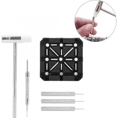 6Pcs Watch Band Strap Removal Tool Kit Watch Screwdriver Hammer Watchband Remover Accessory Watch Repairing Tool for Watchmaker